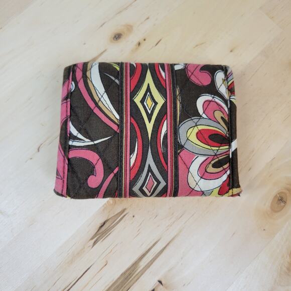 Vera Bradley Punicci Tri-Fold Wallet Womens 5" Quilted Fabric Retro Floral Soft - Picture 7 of 12
